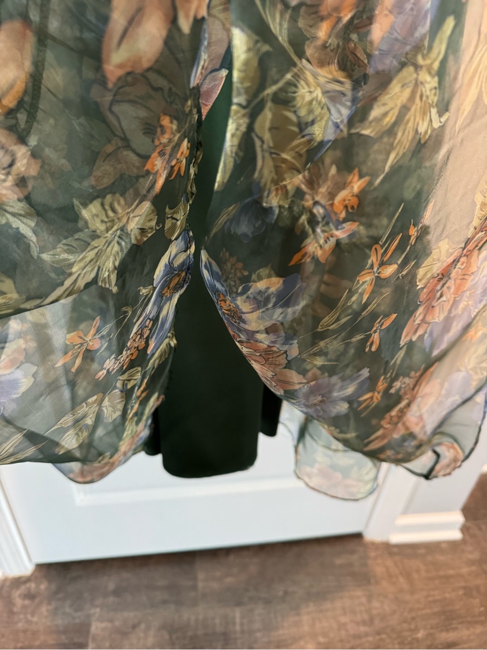 Floral Green Tiered Maxi Dress - Picture 6 of 11